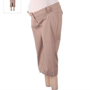 Motherhood Maternity & Postpartum Khaki Stretch Waist Cropped Cuffed Medium M